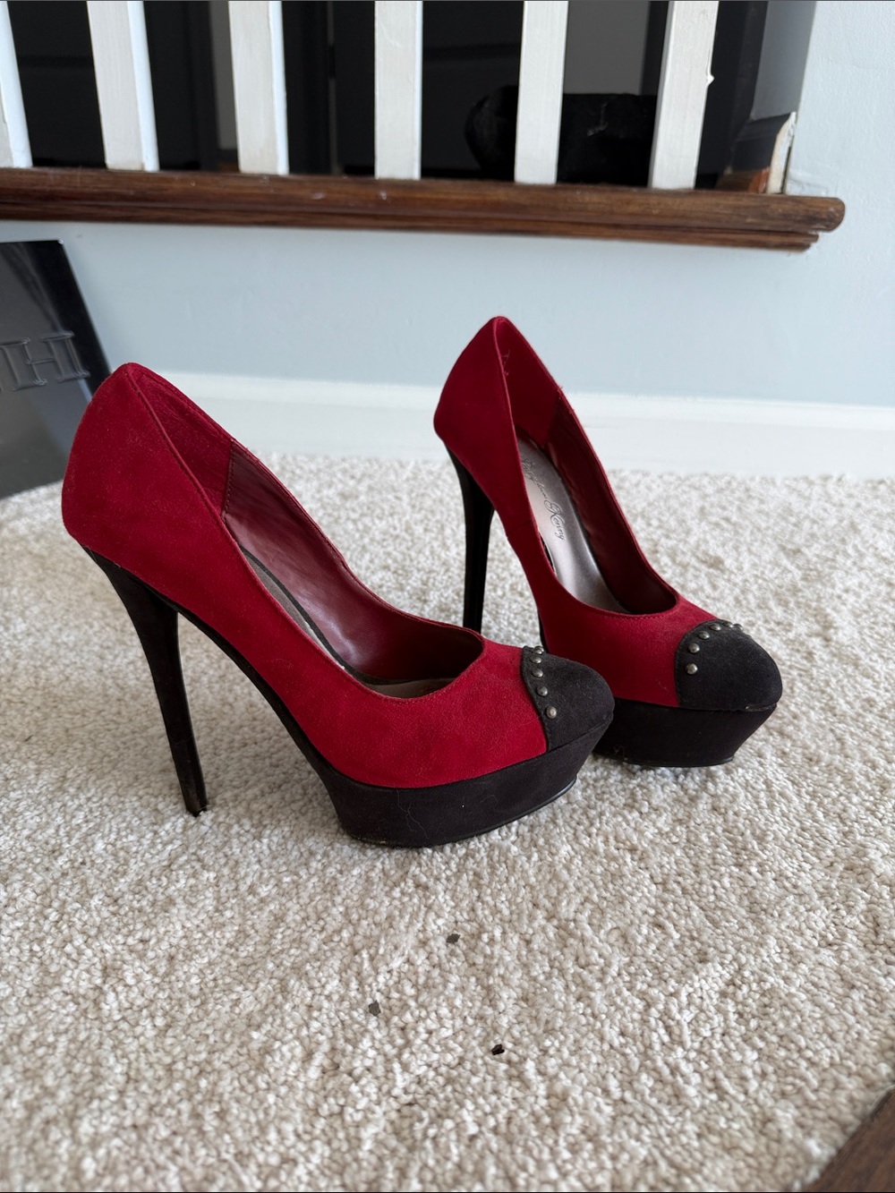 Penny Loves Kenny Red and Black Platform Stiletto Pumps